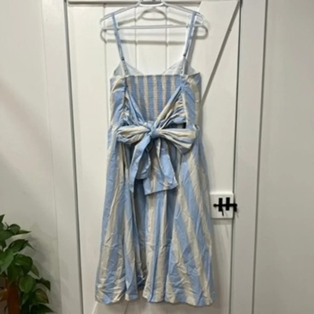 SummerSalt Womens Dress 2XL Organic Cotton Bow Stripe Midi Smock Summer Fair - Picture 6 of 13